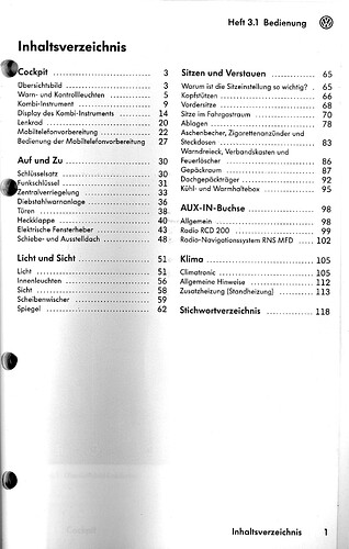 AUX-IN-Buchse-Inhaltsverzeichnis